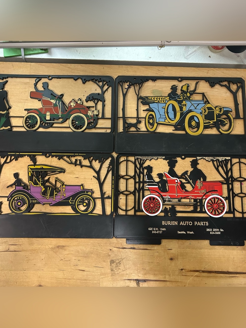 4 Vtg Antique Car Calendar Topper Percifield's Hughson California Auto Variety